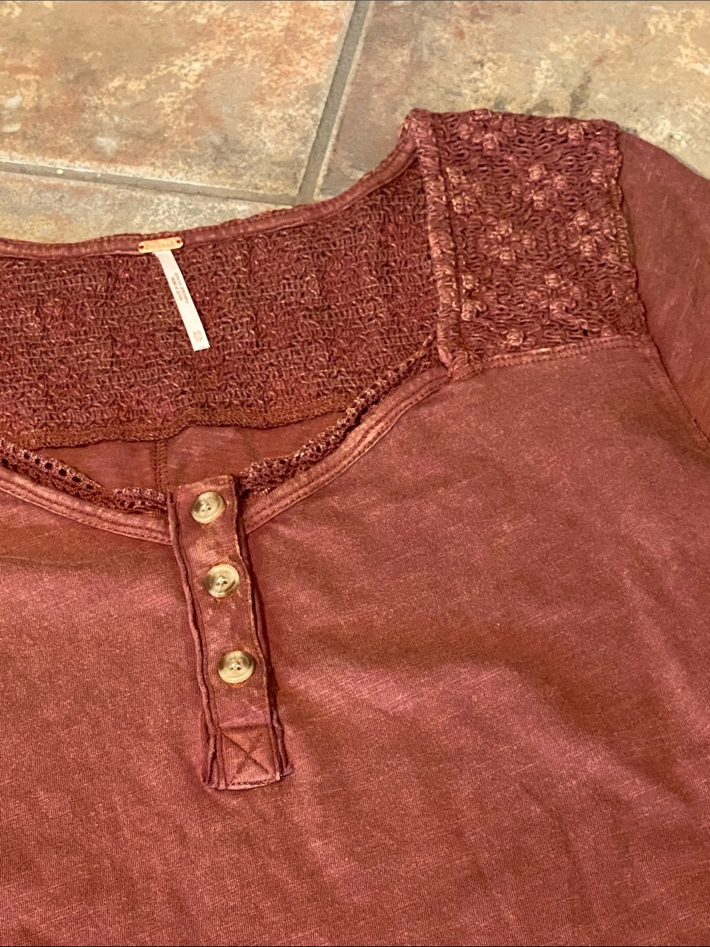 Free People Heirloom Henley in Canyon Sunset - Picture 5 of 7